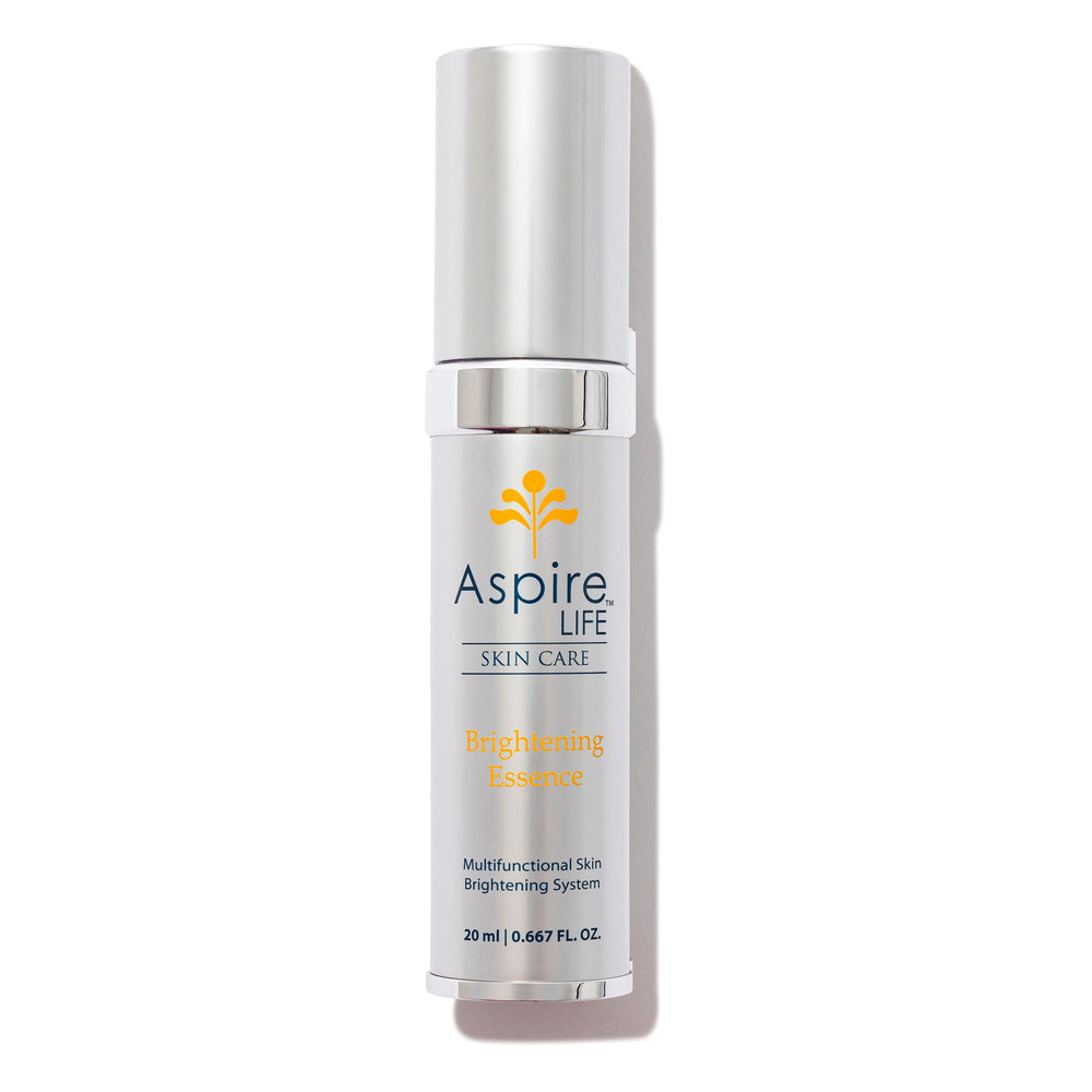AspireLIFE® Brightening Essence – skin brightening moisturizer with Vitamin C, licorice root, and marine actives to reduce discoloration.