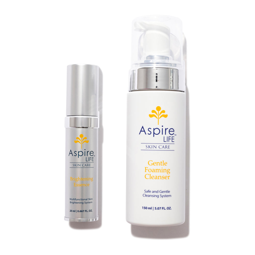 AspireLIFE® Brightening Set – targeted skincare duo for fading discoloration and boosting radiance with Vitamin C and antioxidants.