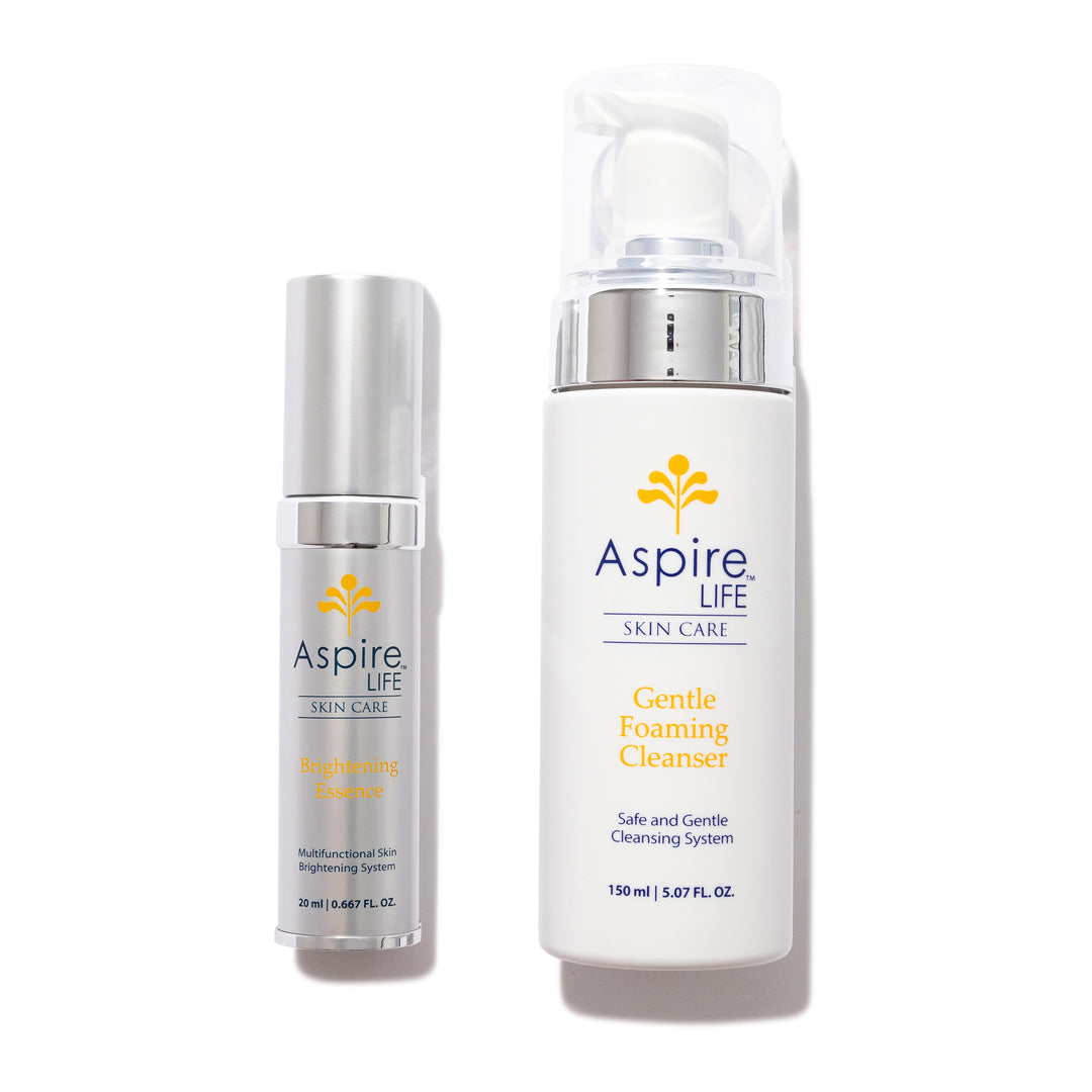 AspireLIFE® Brightening Set – targeted skincare duo for fading discoloration and boosting radiance with Vitamin C and antioxidants.