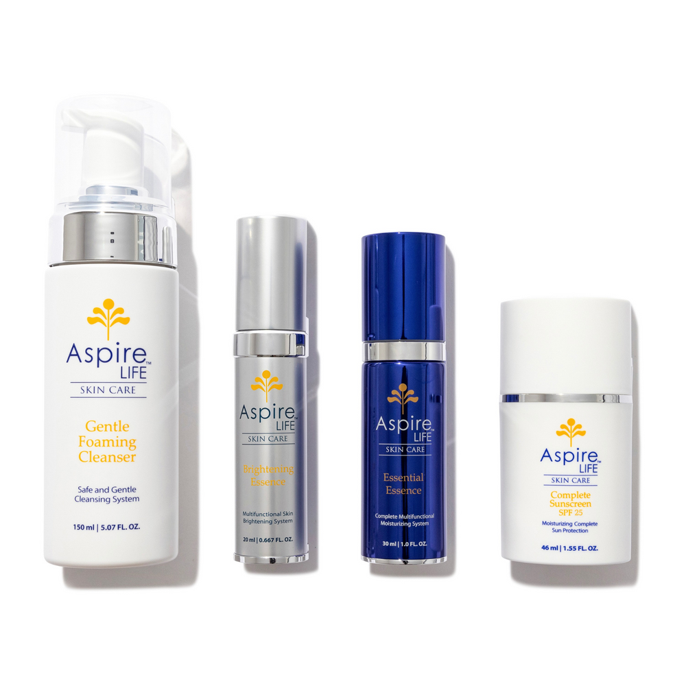 AspireLIFE® Complete Face Set – full facial skincare system for cleansing, moisturizing, brightening, and protecting skin.