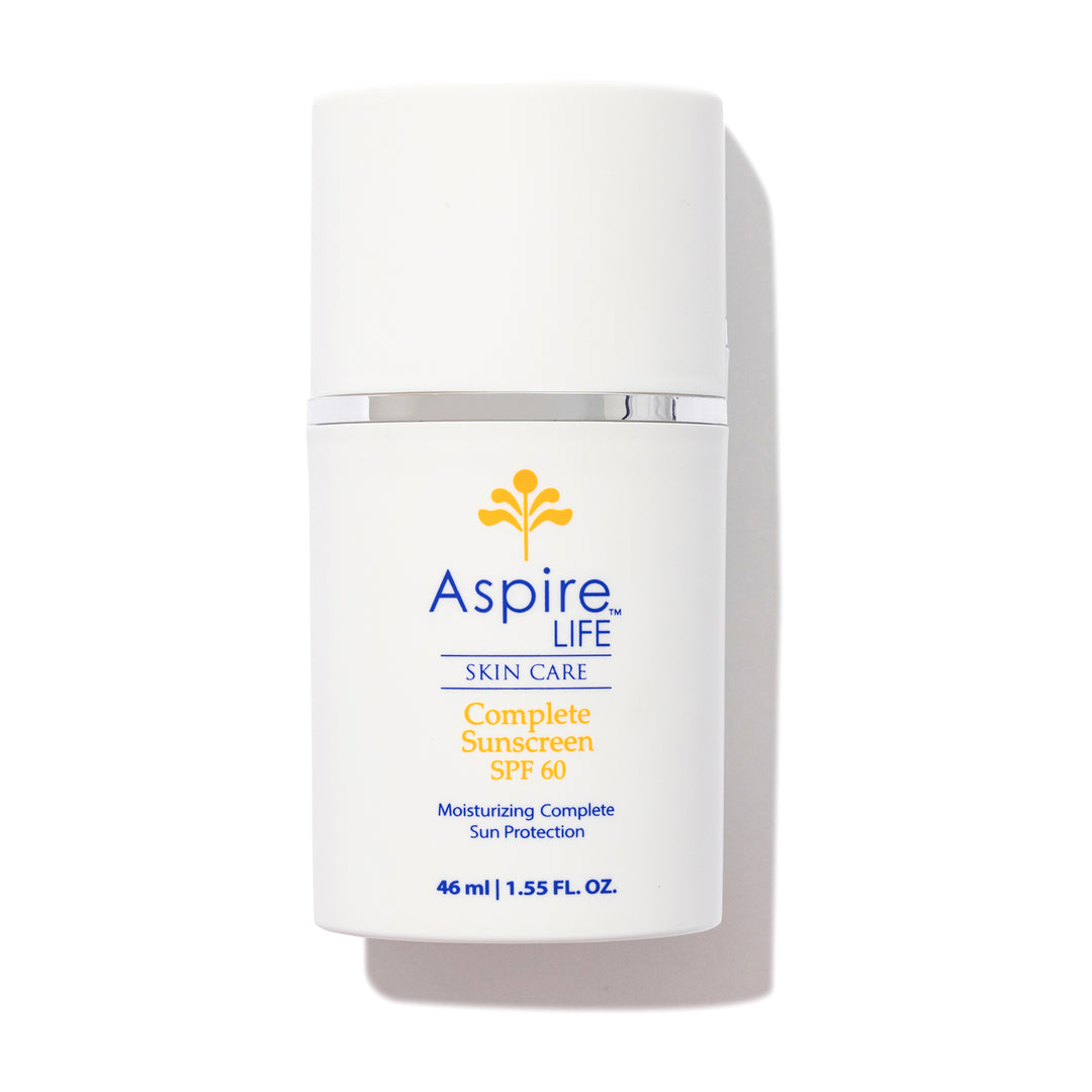AspireLIFE® Complete Sunscreen SPF 60 – mineral broad spectrum sunscreen with non-nano zinc and titanium dioxide for sun and pollution protection.