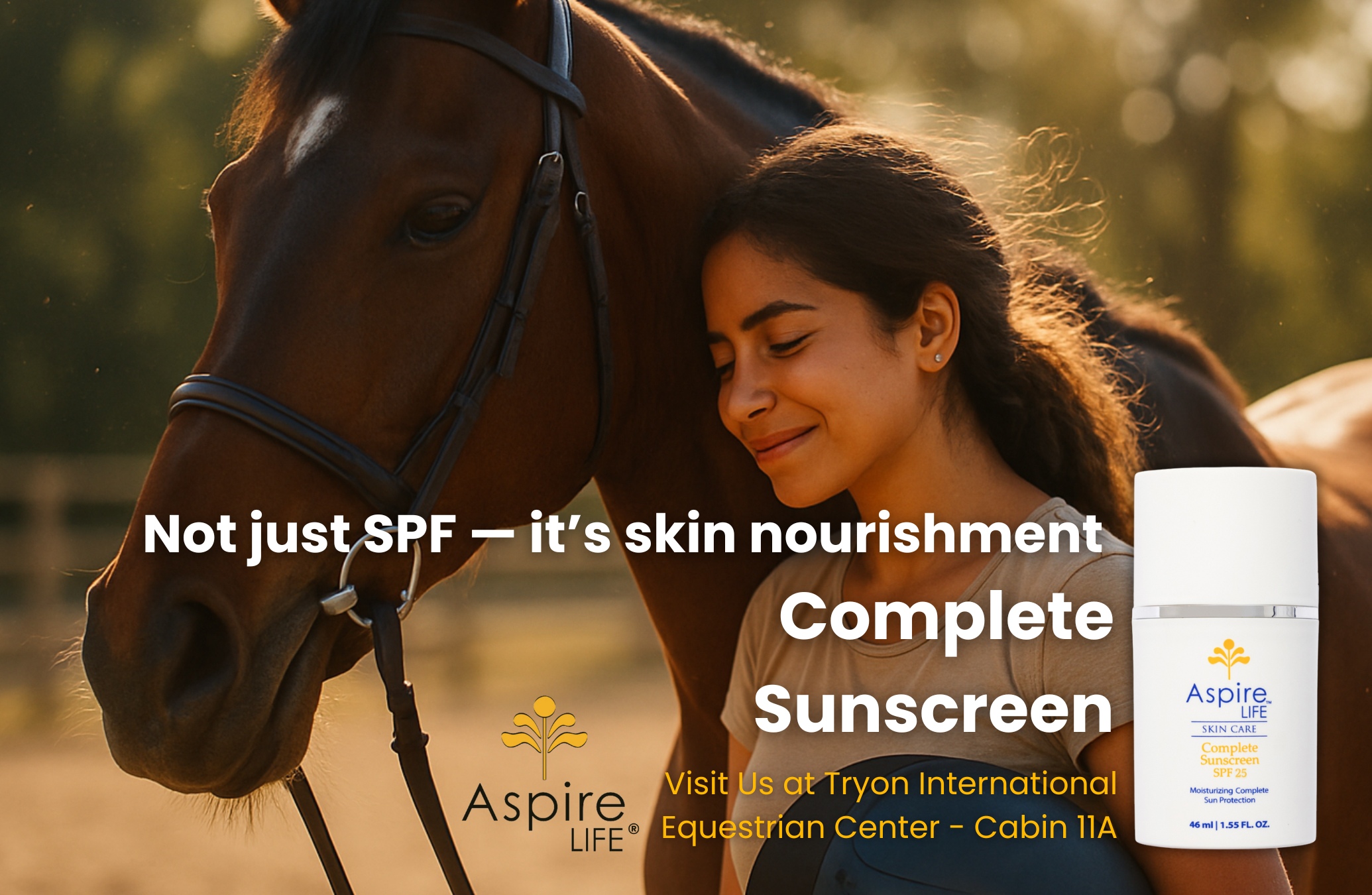 AspireLIFE® skincare essentials for equestrians, skincare for horse riders  — skincare made for active outdoor lifestyles.